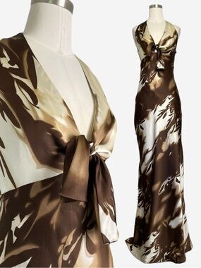 Vintage Y2K NWT Laundry by Shelli Segal silk watercolor floral maxi dress S